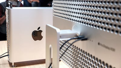 Apple's new Mac Pro sits on display in the showroom. AFP
