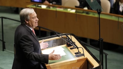 Mr Guterres referenced rising populism and wars across the world as he painted a grim picture of the state of the world. EPA