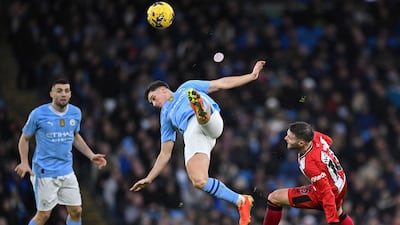 Early left-footed chance from outside the box flashed just wide. Close-range finish for City's second. AFP