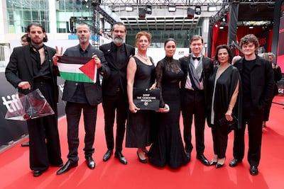 The director and cast of Palestine 36 on the red carpet ahead of the film's screening at the 2025 Toronto International Film Festival. AFP
