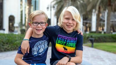 Maximillian with his six-year-old brother Ben.