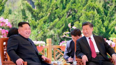 The US president also suggested China was influencing North Korea’s thinking regarding the summit, pointing to Kim’s visit to China immediately before secretary of state Mike Pompeo visited Pyongyang last week to finalise the summit date and location. Korean Central News Agency/Korea News Service via AP