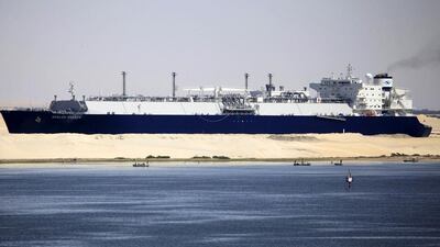 A Gaslog Skagen ship passes in the Suez Canal, the fastest shipping route between Europe and Asia and one of Egypt's main sources of foreign currency. Amr Abdallah Dalsh / Reuters