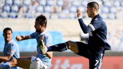 8) Ronaldo scores against Lazio at the Olympic stadium in Rome on November 8. AFP