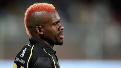Fabian Allen of Kerala Knights during their game against Pakhtoons in the T10 League at Sharjah Cricket Stadium on Wednesday.