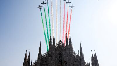 A flypast to mark the 100th anniversary of the founding of the Italian military's air forces, in Milan. Reuters