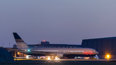 The Rwanda deportation flight at Boscombe Down Air Base near Wiltshire, England, was grounded at the last minute. Dan Kitwood / Getty Images