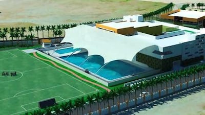 An impression of how the Safa British Academy will look, with facilities such as an astroturf pitch and two tennis courts. Courtesy Safa British Academy