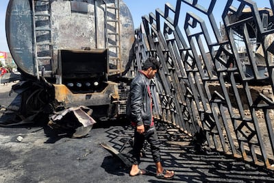 Damage at an oil company facility in Sanaa after an Israeli air strike. AFP