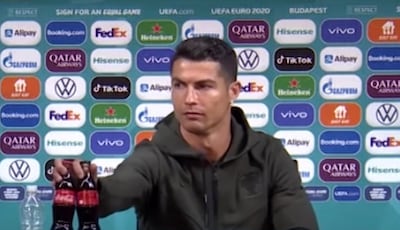Cristiano Ronaldo snubs Coca-Cola by removing bottles at a Euro 2020 press conference