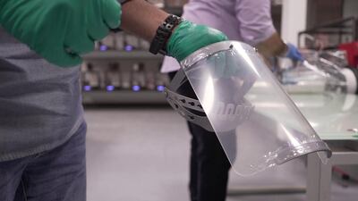 These shields are also being increasingly used by healthcare workers. Courtesy: Dubai Police