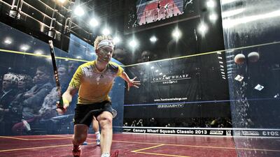 James Willstrop, of England, shown here in action against Peter Barker of England in the final of the Canary Wharf Squash Classic. UAE Squash Federation officials are trying to expand the game in the Emirates. Jordan Mansfield / Getty Images