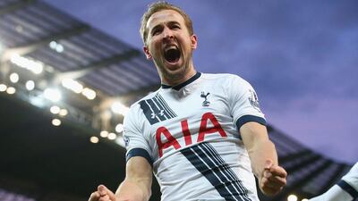 Harry Kane of Tottenham Hotspur celebrates scoring against Manchester City last weekend in the Premier League. Alex Livesey / Getty Images / February 14, 2016