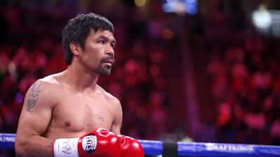 Manny Pacquiao's most recent professional but was in a decision defeat to Yordenis Ugas in August 2021. Getty