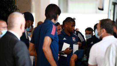 Lyon's players arrive at the team hotel in Cascais near Lisbon ahead of the Champions League quarter-final against Manchester City. AFP