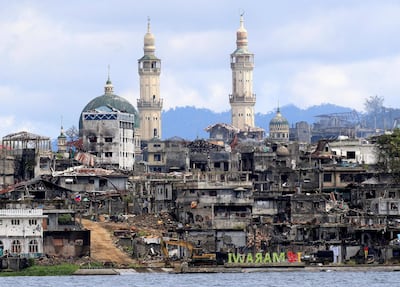 Damaged buildings inside war-torn Marawi City in southern Philippines. In 2017, two organisations associated with ISIS partially took over the city. Reuters