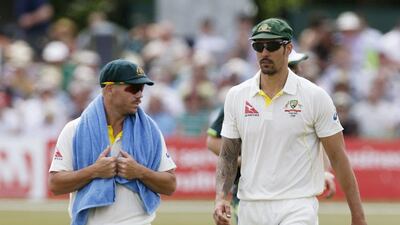 Australia's Mitchell Johnson, right, and David Warner will open the Ashes with England next week. Reuters / John Sibley