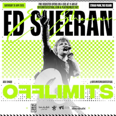 Ed Sheeran will headline Abu Dhabi festival Off Limits in 2024. Photo: Theory Eleven