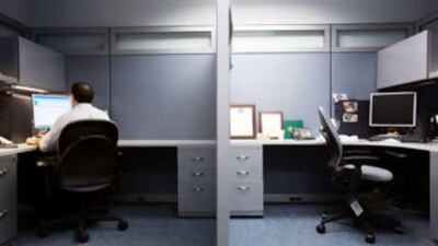 A member of the state department's Digital Outreach Team works in his office in Washington, DC.