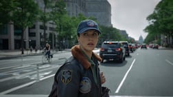 Jessica Brown Findlay plays Charlotte Keene, a US Navy officer, in Silo season three. Photo: Apple TV