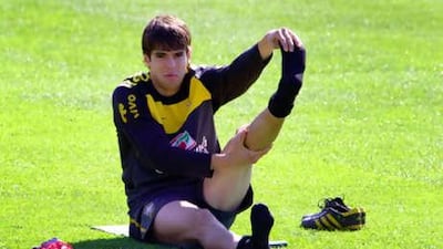 Kaka, the Brazilian forward, stretches after a training session yesterday in Johannesburg.