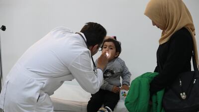 Four-year-old Ahed is examined by Dr Mohammed Khattab at a Migrant Health Centre in Ankara on February 22 2018. Adem Altan / AFP