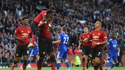 Manchester United's Paul Pogba celebrates his goal. AFP