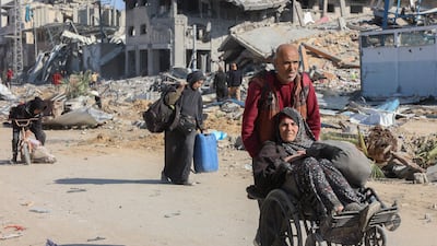 Displaced Palestinians from Beit Lahia arrive in nearby Jabalia, in northern Gaza. AFP