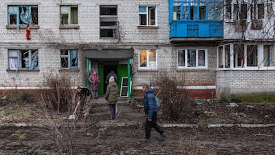 The aftermath of a Russian missile strike on Kramatorsk last month. The Kremlin says hundreds of Ukrainian troops were killed in a latest attack on the city. AFP