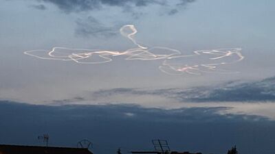 Trails in the sky after the V-Max hypersonic glider's test launch on Monday. The trails were visible from a large part of the Pyrenees region. Picture: Meteo Pyrenees