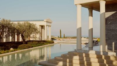 All of Amanzoe’s 38 standalone pavilions open on to terraces with private plunge pools