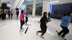 Runners take part in the Women's Mallathon at Dubai Mall, as part of events to mark Emirati Women's Day organised by the Dubai Sports Council in August 2025. EPA