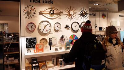 Shoppers browsing through one of the Museum of Modern Art (MoMA) stores in New York. While some museums still shy away from selling souvenirs, New York's celebrated MoMA leads the way in retail innovation, its design boutiques almost as popular as the gallery itself. It opened its first shop in 1939, a simple sales counter in the Museum of Modern Art premises on 53rd Street in Manhattan. AFP