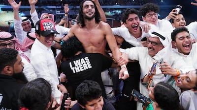 Saudi Arabian wrestler Mansoor won the 51-man Battle Royal at WWE's Super Showdown event in Jeddah last year. Courtesy WWE