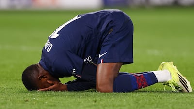 PSG attacker Ousmane Dembele after missing a chance to make it 2-0. Reuters