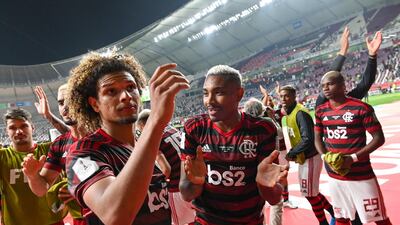 Flamengo players celebrate their win. AFP