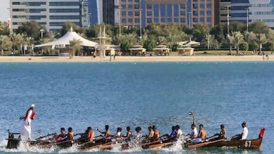 Rowing competitions mark National Day off the Corniche in Abu Dhabi. Ravindranath K / The National