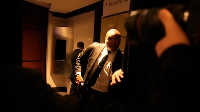 A security personnel stands on alert after hearing shots fired at the White House Correspondents' Association Dinner where US President Donald Trump and First Lady Melania Trump is attending in Washington, DC, USA, 25 April 2026. Attendees, including US President Donald Trump, were evacuated at the White House Correspondents’ Dinner after shots were fired at the venue. EPA / Yuri Gripas / POOL