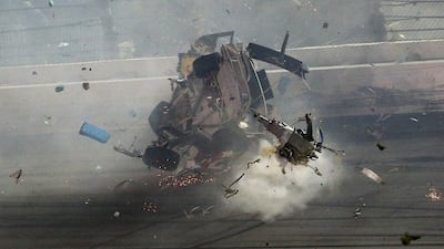 Nascar driver Austin Dillon crashes on Monday morning at the Coke Zero 400 in Daytona Beach, Florida. Patrick Smith / Getty Images / AFP