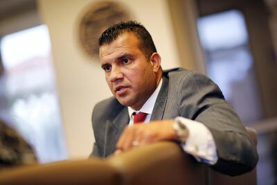 Democrat Jesse Sbaih is campaigning in Nevada to become the first Muslim senator . John Locher / AP
