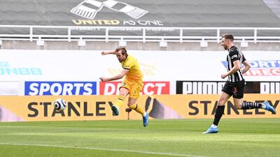 Harry Kane scores Tottenham's second goal against Newcastle. Getty Images