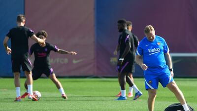 Barcelona manager Ronald Koeman, right. AFP