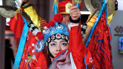 Dancers on the opening day of the China Trade Week exhibition at Adnec. China is now the UAE’s No 2 trade partner after India, despite the bilateral trade volume declining last year by 11.5 per cent. Delores Johnson / The National