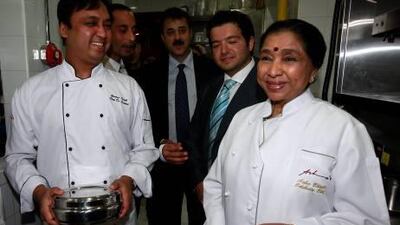 The Bollywood singer Asha Bhosle attends the opening of her new restaurant in Dubai yesterday.