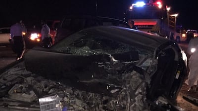A collision in Sharjah resulted in a pile-up, killing a teenager and leaving nine people injured. Courtesy Sharjah Police