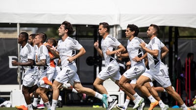 Real Madrid squad training at the UCLA Wallis Annenberg Stadium in Los Angeles. EPA