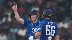 England captain Harry Brook celebrates his century in the third ODI against Sri Lanka in Colombo. Getty Images