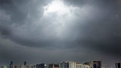 Rain clouds over Abu Dhabi in March 2021. Photo: Stephen Lock