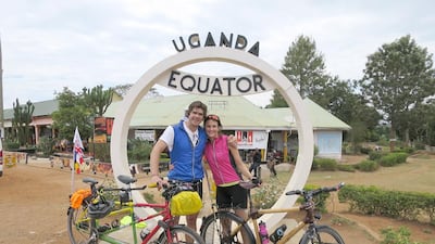 Teachers Claire Le Hur and Stuart Block who are halfway through cycling from London to China via Africa to raise money for educational charities. Courtesy Claire Le Hur/Beyond the Bike