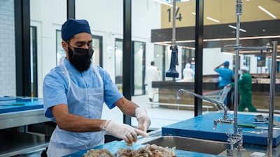 Prawns are prepared at the new fish market.
